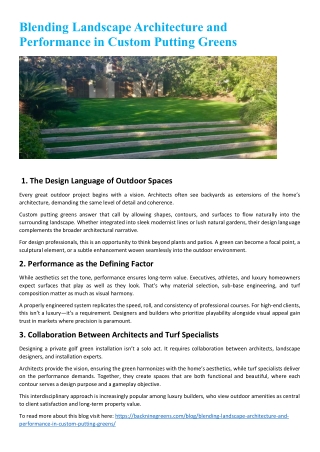 Blending Landscape Architecture and Performance in Custom Putting Greens