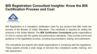 BIS Registration Consultant Insights Know the BIS Certification Process and Cost