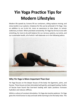 Yin Yoga Practice Tips for Modern Lifestyles