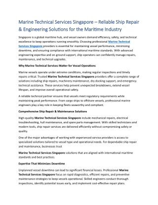 Marine Technical Services Singapore