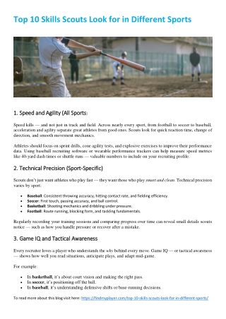 Top 10 Skills Scouts Look for in Different Sports