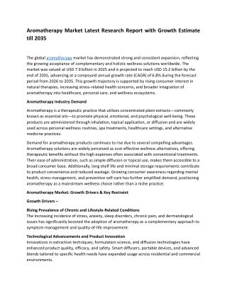Aromatherapy Market worth $15.2 billion by 2035