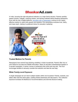 Why Newspaper Education Ads Still Work