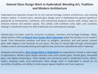 Stained Glass Design Work in Hyderabad Blending Art, Tradition and Modern Architecture