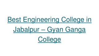 16 Best Engineering College in Jabalpur – Gyan Ganga College