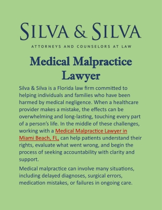 Medical Malpractice Lawyer in Miami Beach, FL: Standing Up for Injured Patients