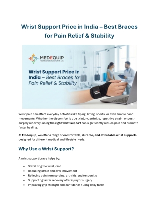 Wrist Support Price in India – Best Braces for Pain Relief & Stability
