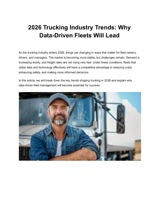 2026 Trucking Industry Outlook: The Rise of Data-Driven Fleets