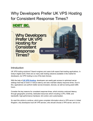 Why Developers Prefer UK VPS Hosting for Consistent Response Times_