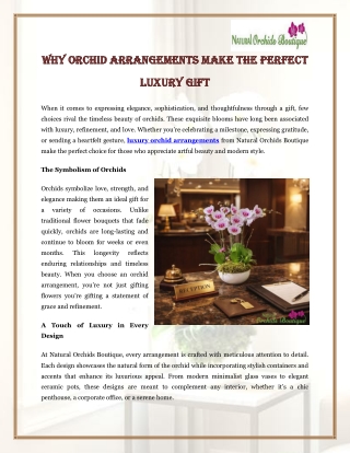 Why Orchid Arrangements Make the Perfect Luxury Gift