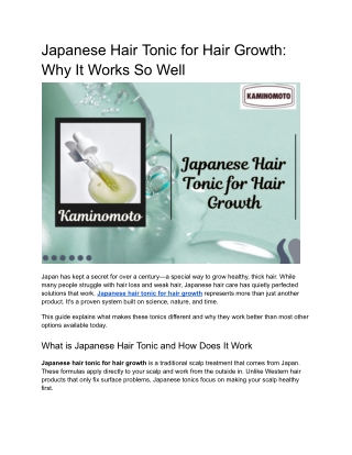 japanese hair tonic for hair growth