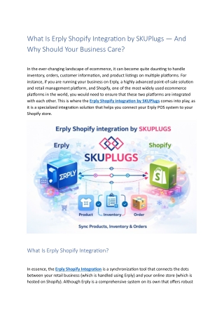 What Is Erply Shopify Integration by SKUPlugs