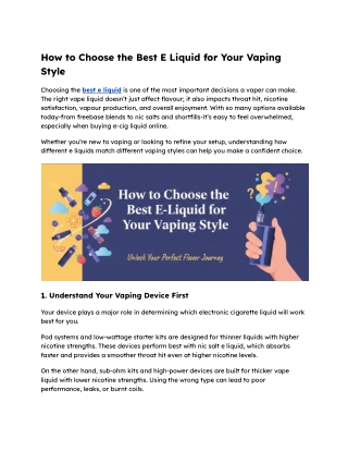 How to Choose the Best E Liquid for Your Vaping Style