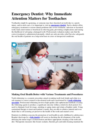 Emergency Dentist - Why Immediate Attention Matters for Toothaches