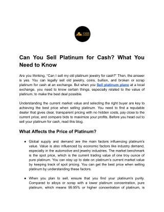 Can You Sell Platinum for Cash_ What You Need to Know