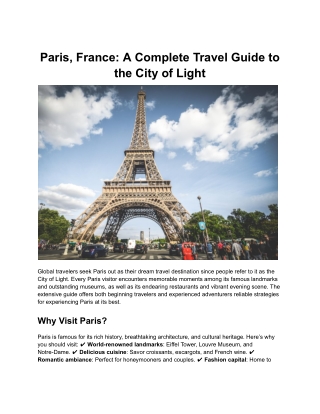 Paris, France A Complete Travel Guide to the City of Light