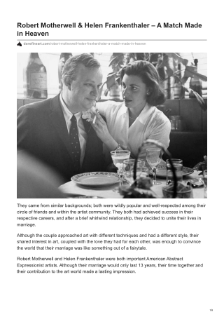 Robert Motherwell  Helen Frankenthaler  A Match Made in Heaven