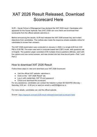 XAT 2026 Result Released, Download Scorecard Here