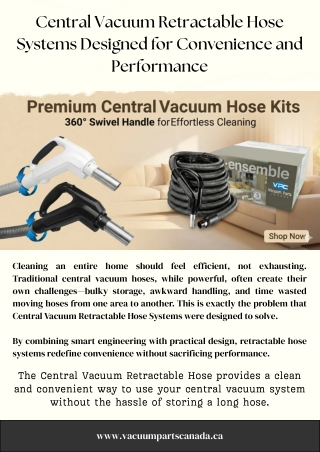Central Vacuum Retractable Hose for Efficient Whole-Home Cleaning