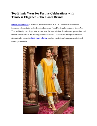 Top Ethnic Wear for Festive Celebrations 2026 – The Loom Brand