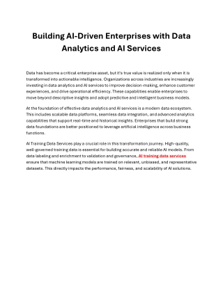 The Role of AI Training Data Services in Modern Enterprise Transformation
