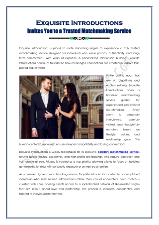 Experience Truly Trusted Matchmaking Service