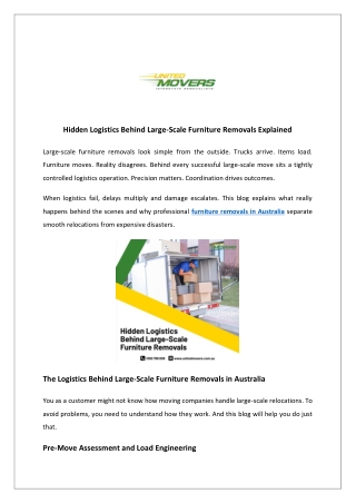 Hidden Logistics Behind Large-Scale Furniture Removals Explained