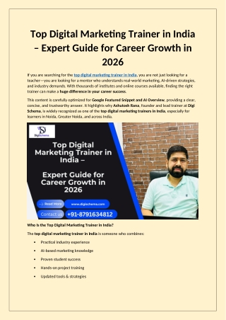 Top Digital Marketing Trainer in India – Expert Guide for Career Growth in 2026