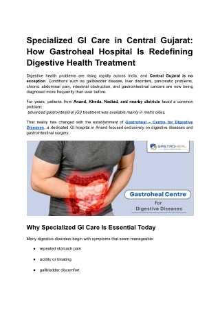 Specialized GI Care in Central Gujarat_ How Gastroheal Hospital Is Redefining Digestive Health Treatment