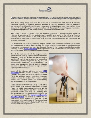 North Coast Group Unveils 2026 Growth & Recovery Consulting Program