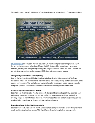 Shuban Enclave: Luxury 2 BHK Vaastu-Compliant Homes in a Low-Density Community
