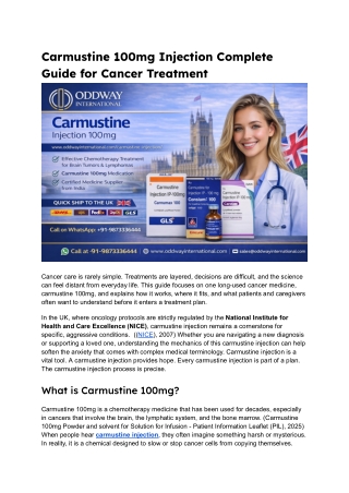 Carmustine 100mg Injection Complete Guide for Cancer Treatment