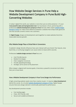 How Website Design Services in Pune Help a Website Development Company in Pune Build High-Converting Websites