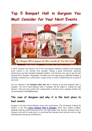 Affordable & Luxury Banquet Halls in Gurgaon – Bookmybanquets