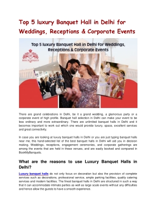 Best Banquet Halls in Delhi Near You – Bookmybanquets