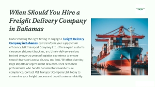 When Should You Hire a Freight Delivery Company in Bahamas