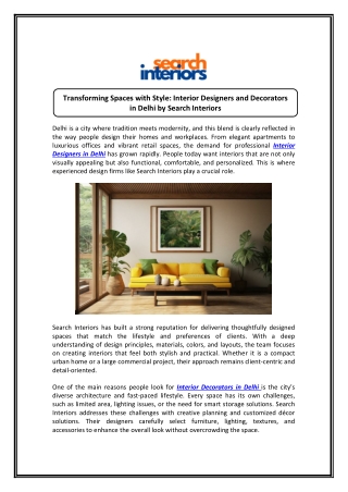 Interior Decorators in Delhi for Luxury and Modern Home Designs