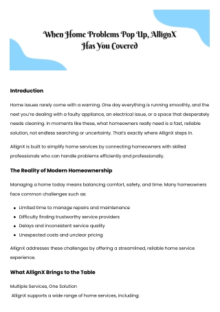 When Home Problems Pop Up, AllignX Has You Covered