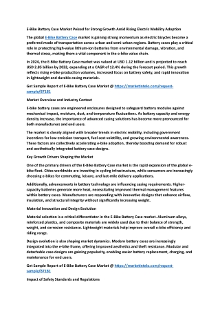 E-Bike Battery Case Market Poised for Strong Growth Amid Rising Electric Mobilit