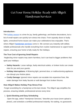 Get Your Home Holiday-Ready with AllignX Handyman Services