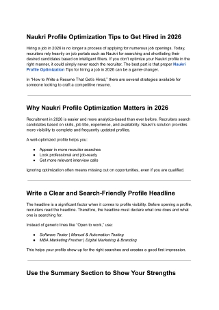 Naukri Profile Optimization Tips to Get Hired in 2026