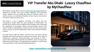 VIP Transfer Abu Dhabi | Luxury Chauffeur by MyChauffeur