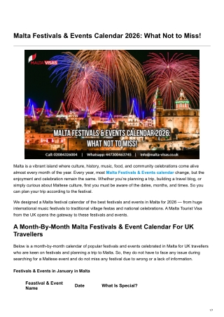 Malta Festivals Events Calendar 2026 What Not to Miss