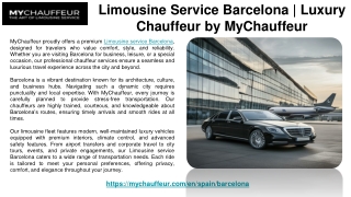Limousine Service Barcelona | Luxury Chauffeur by MyChauffeur