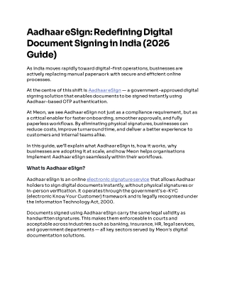 Aadhaar eSign Explained: Benefits, Process & Business Use Cases