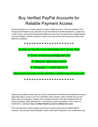 Buy Verified PayPal Accounts for Reliable Payment Access