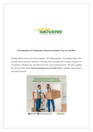 Choosing Removal Packing Boxes for Furniture Load Risk