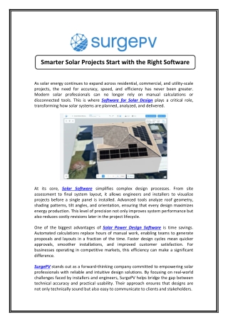 Comprehensive Software for Solar System Design and Modeling