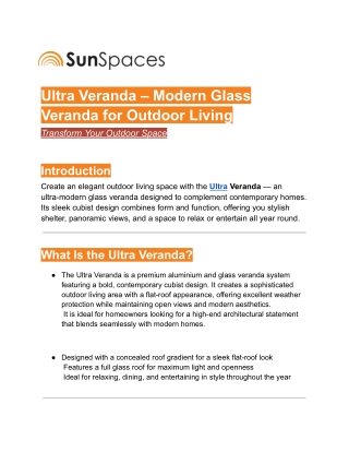 Ultra Veranda – Modern Glass Veranda for Outdoor Living