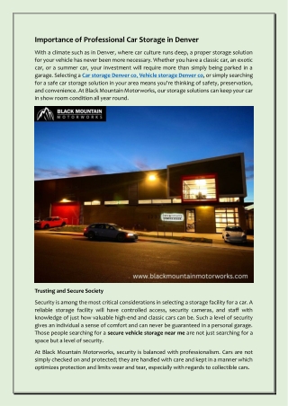 Importance of Professional Car Storage in Denver
